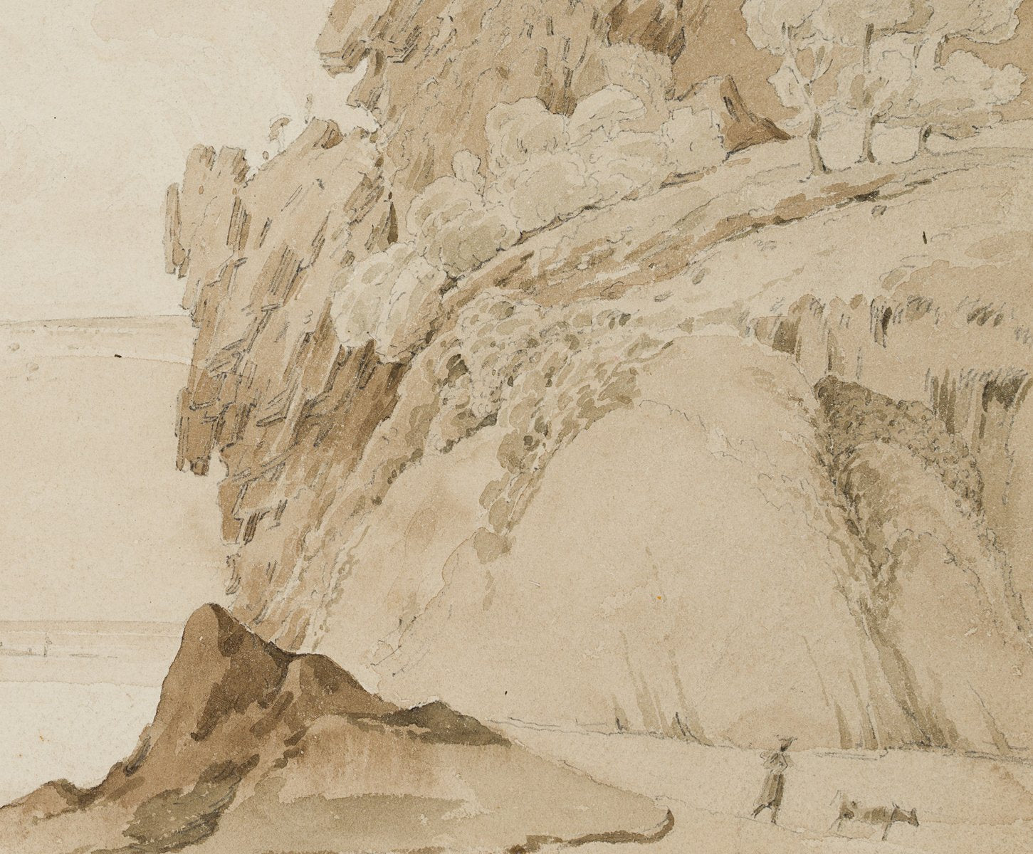 Whimsical Rocky Landscape on the Shore, 1830, Paper