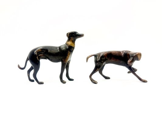 Whippets Figures in Bronze, 1960s, Set of 2-ZCY-2016196