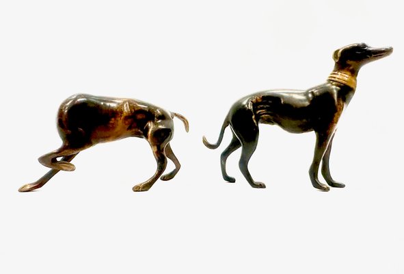 Whippets Figures in Bronze, 1960s, Set of 2-ZCY-2016196