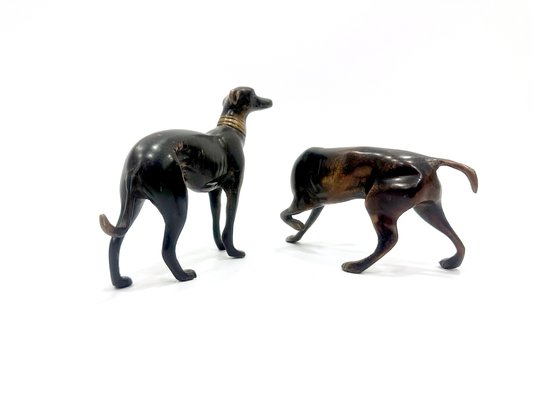 Whippets Figures in Bronze, 1960s, Set of 2-ZCY-2016196