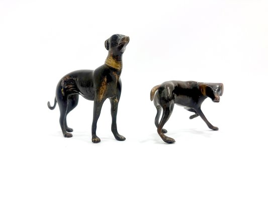 Whippets Figures in Bronze, 1960s, Set of 2-ZCY-2016196