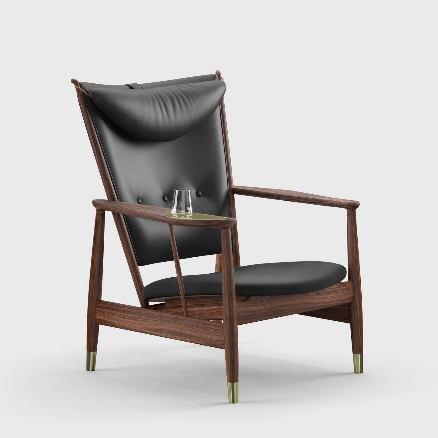 THE WHISKY CHAIR by House of Finn Juhl #Walnut / Vegetal Leather | Black (98) / Vegetal Leather | Black (98)