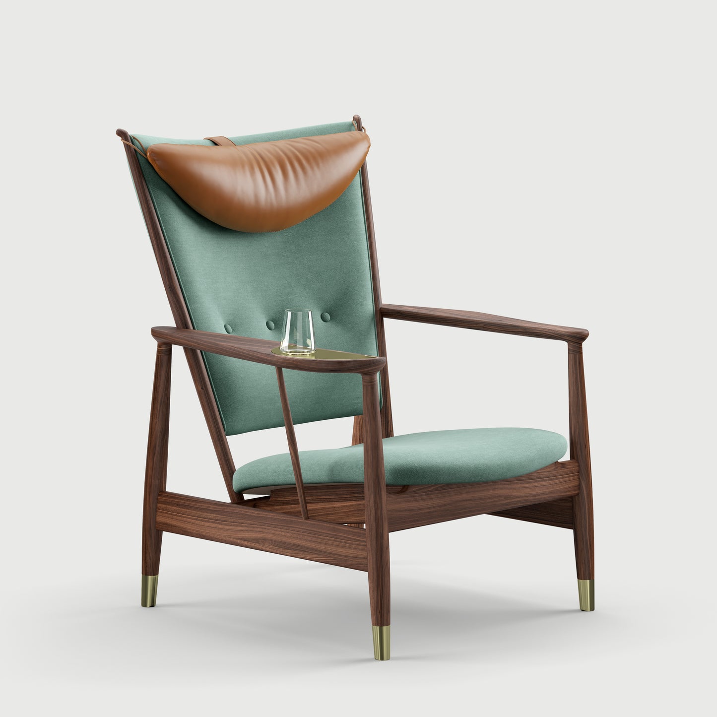 THE WHISKY CHAIR by House of Finn Juhl #Walnut / Watercolour | Soft Linen / Vegetal Leather | Cognac / Walnut (95)