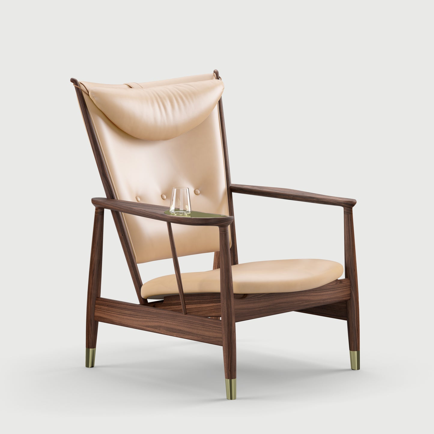 THE WHISKY CHAIR by House of Finn Juhl #Walnut / Vegetal Leather | Uncoloured (90) / Vegetal Leather | Uncoloured (90)