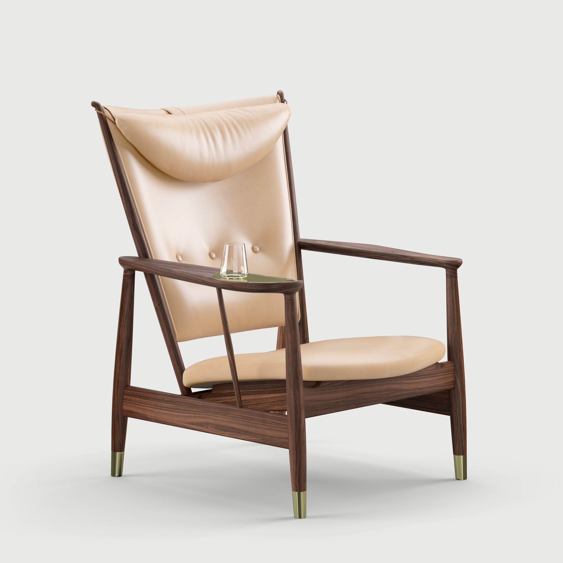 THE WHISKY CHAIR by House of Finn Juhl #Walnut / Vegetal Leather | Uncoloured (90) / Vegetal Leather | Uncoloured (90)