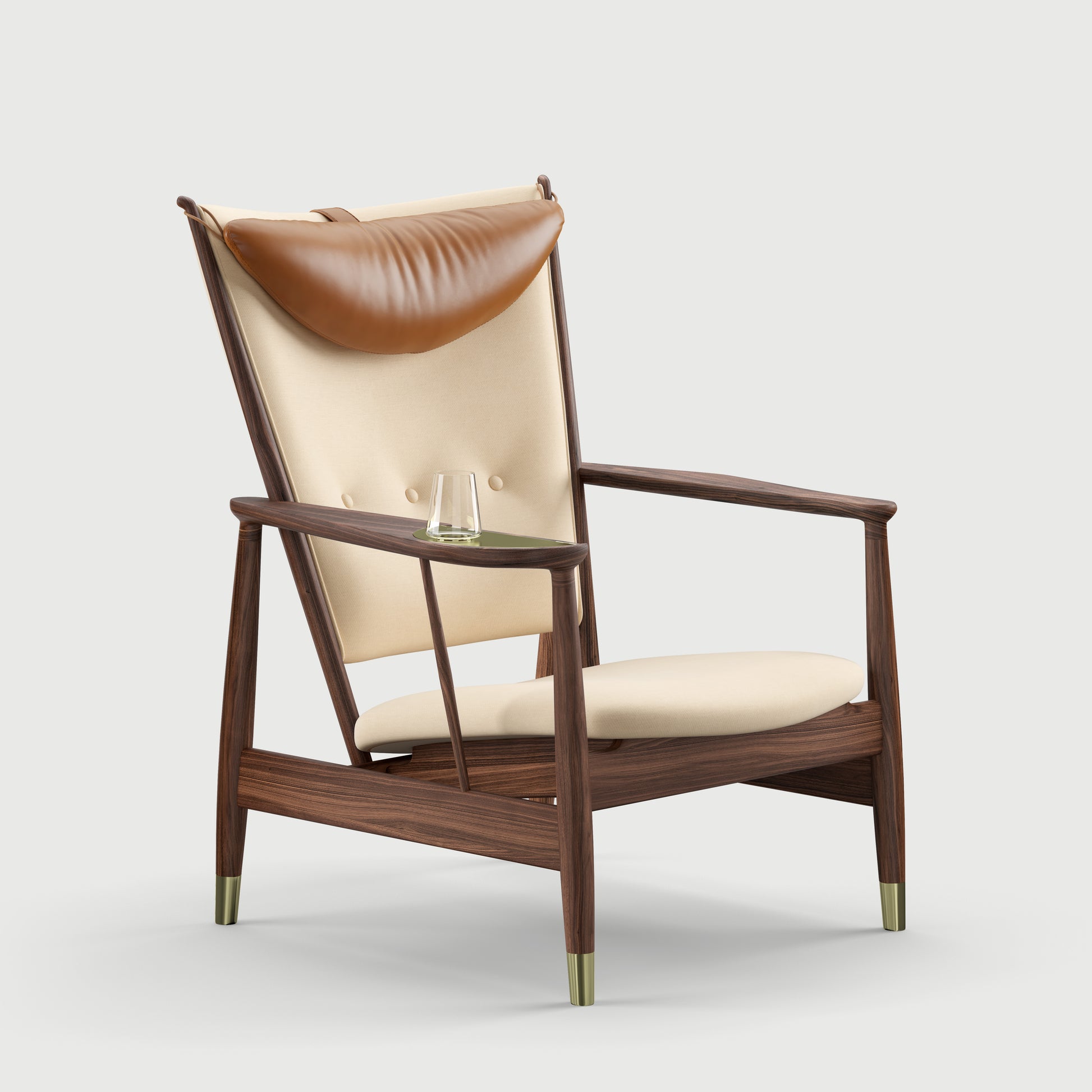 THE WHISKY CHAIR by House of Finn Juhl #Walnut / Watercolour | Cast Iron / Vegetal Leather | Cognac / Walnut (95)