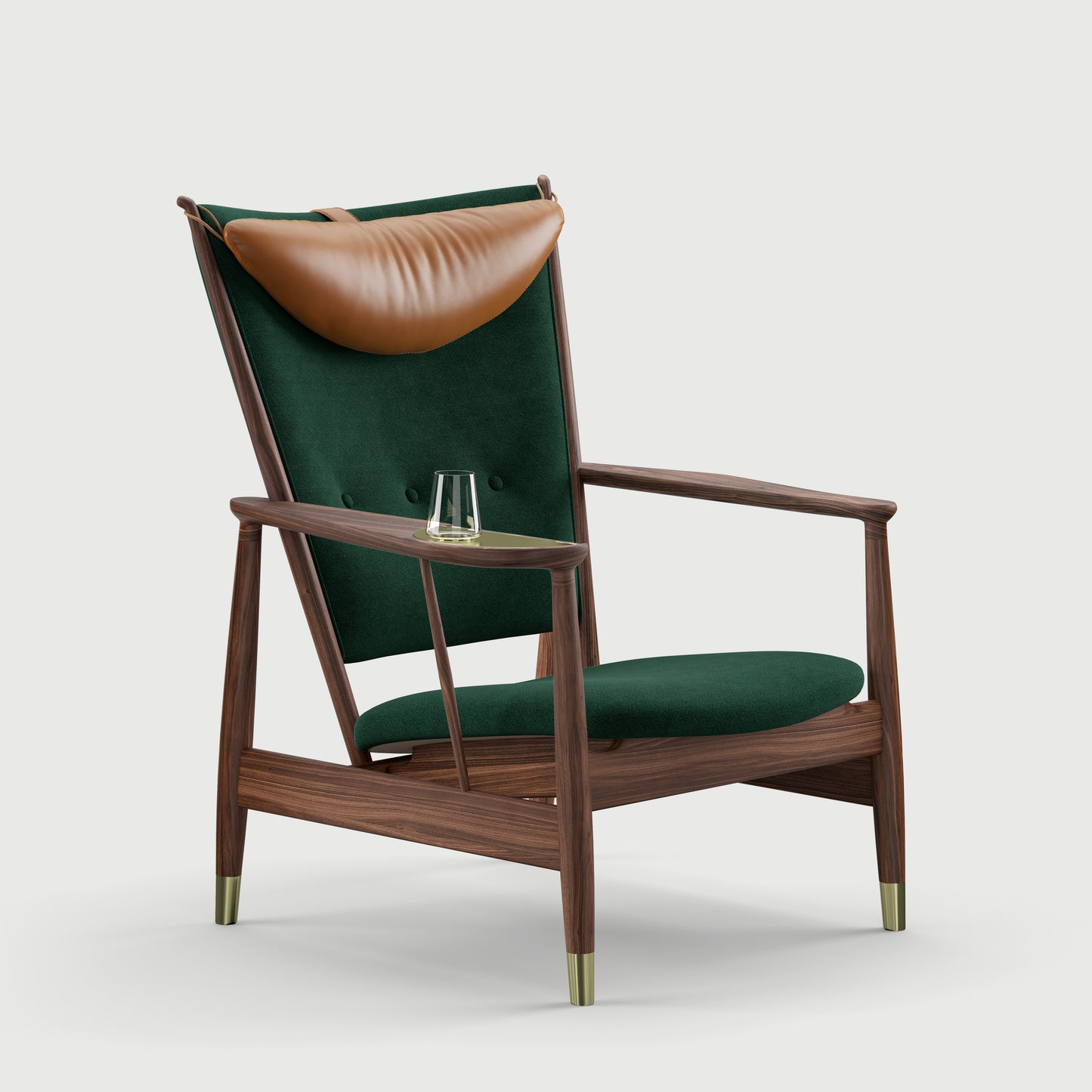 THE WHISKY CHAIR by House of Finn Juhl #Walnut / Watercolour | Dark Conifer / Vegetal Leather | Cognac / Walnut (95)