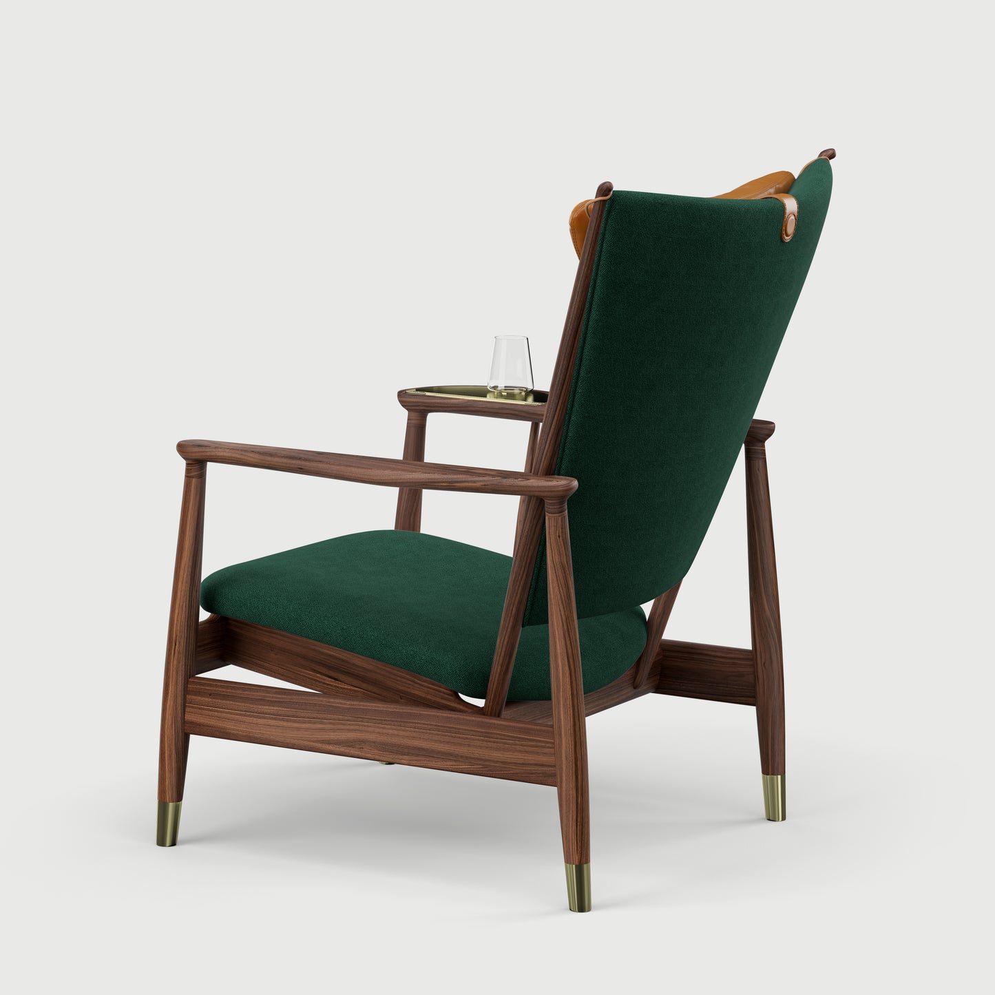 THE WHISKY CHAIR by House of Finn Juhl #Walnut / Watercolour | Dark Conifer / Vegetal Leather | Cognac / Walnut (95)