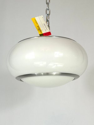 White Acrylic and Aluminum Ceiling Lamp by Stilux Milano, 1960s-OT-1314838