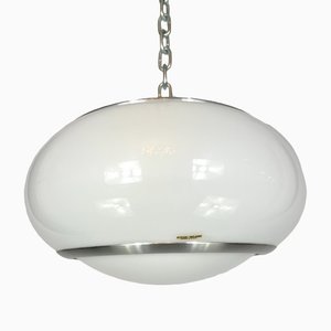 White Acrylic and Aluminum Ceiling Lamp by Stilux Milano, 1960s-OT-1314838