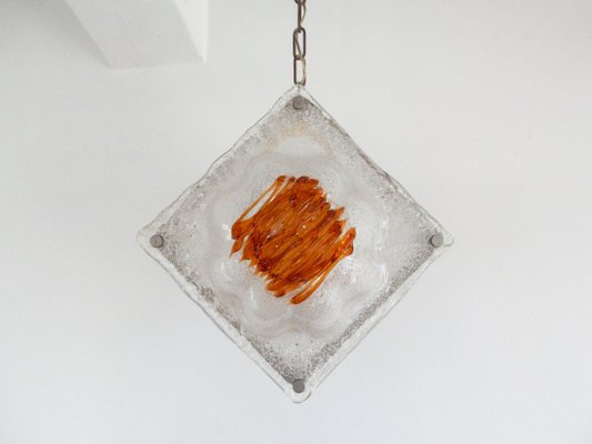 White and Amber Murano Glass Pendant Lamp, Italy, 1960s-NV-827279