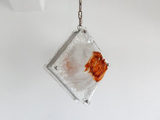 White and Amber Murano Glass Pendant Lamp, Italy, 1960s-NV-827279