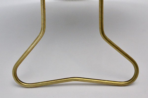 White and Brass Metal Table Mirror from Vereinigte Münchner Werkstätten, 1950s-NB-627271