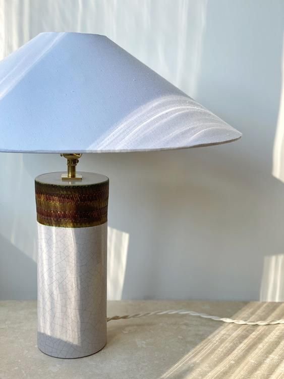 White and Brown Ceramic Table Lamp from Bitossi, 1960s