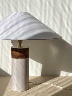 White and Brown Ceramic Table Lamp from Bitossi, 1960s-ARN-625763