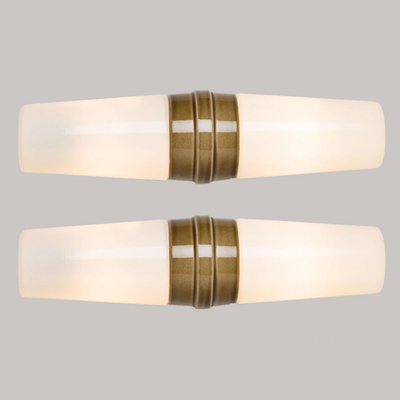 White and Brown Ceramic Wall Lights, Sweden, 1970, Set of 2-VDW-2028622