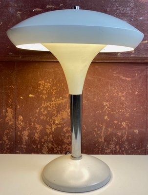 White and Chrome Bauhaus Style Table Lamp-WZZ-833403