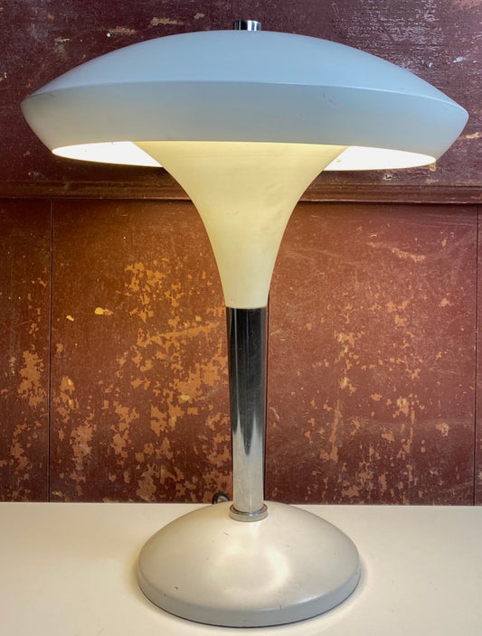 White and Chrome Bauhaus Style Table Lamp