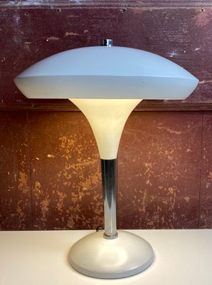 White and Chrome Bauhaus Style Table Lamp-WZZ-833403