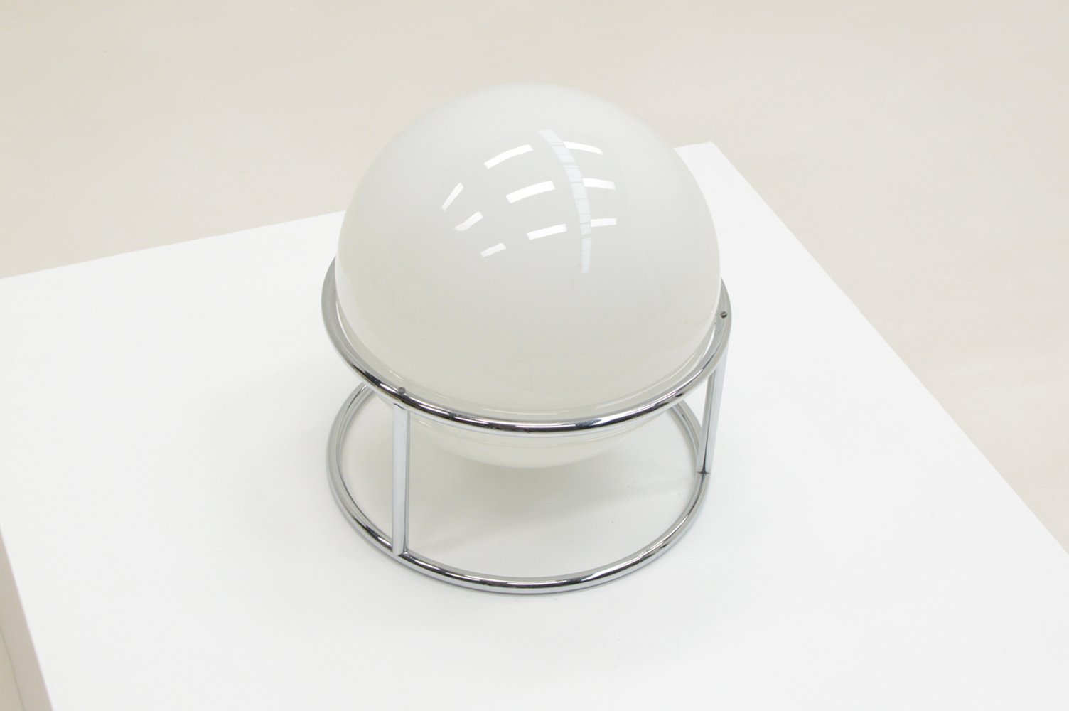 White and Chrome Globe Table Lamp, 1970s