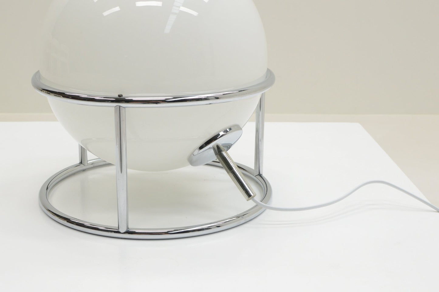 White and Chrome Globe Table Lamp, 1970s