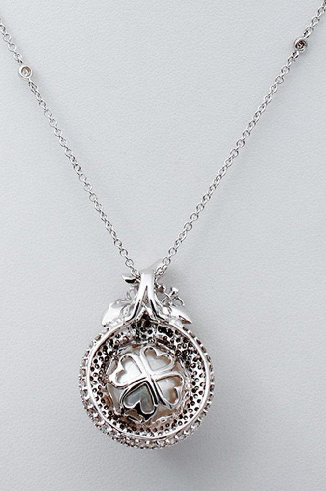 White and Fancy Diamonds, South-Sea Pearl, 18 Karat White Gold Pendant Necklace