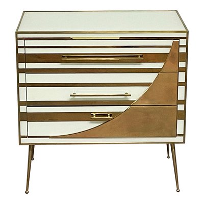 White and Gold Three-Drawer Dresser, 1990s-BEW-1773246