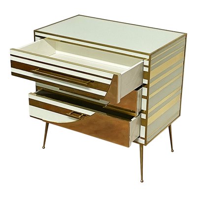 White and Gold Three-Drawer Dresser, 1990s-BEW-1773246