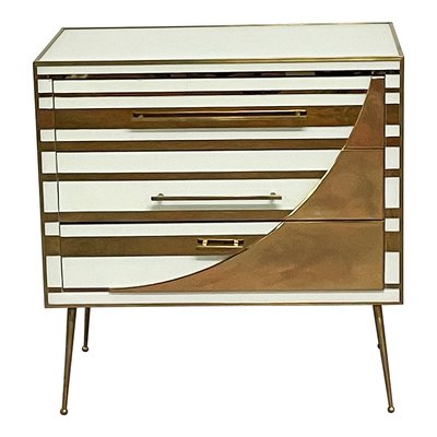 White and Gold Three-Drawer Dresser, 1990s-BEW-1773246