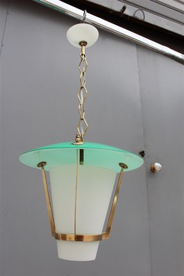 White and Green Murano Glass Lantern from Stilnovo, 1950s-EH-664124