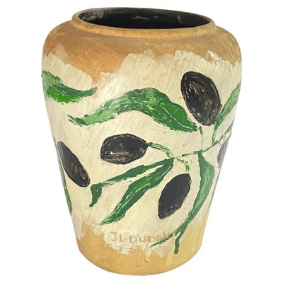 White and Green Painted Ceramic Vase, France 1977-UR-1367254