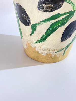 White and Green Painted Ceramic Vase, France 1977-UR-1367254