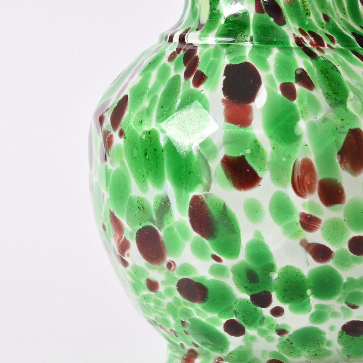 White and Green Spatter Glass Vase from Fenton, 1890s