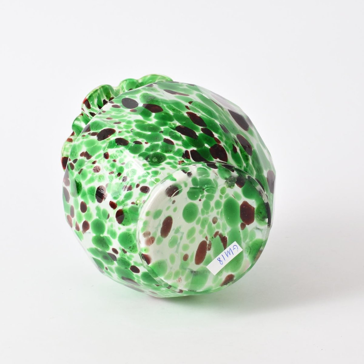 White and Green Spatter Glass Vase from Fenton, 1890s