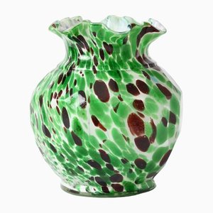 White and Green Spatter Glass Vase from Fenton, 1890s-IXK-1438374