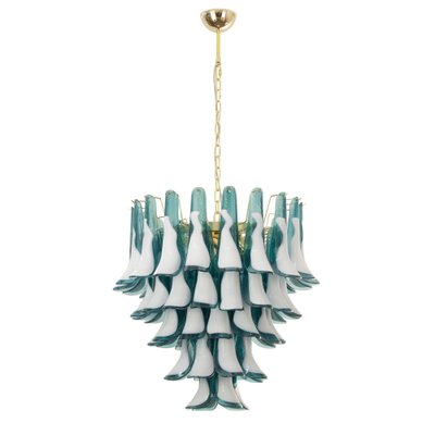 White and Octanium Murano Glass Petal Chandelier, Italy, 1990s-MPO-1815142