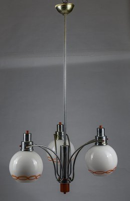 White and Orange Glass Chandelier, Italy, 1970-RAQ-1293806