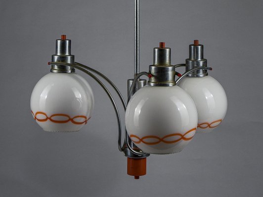 White and Orange Glass Chandelier, Italy, 1970-RAQ-1293806