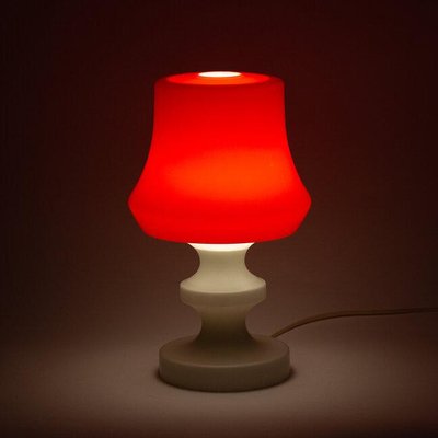 White and Red Table Glass Lamp from OPP Jihlava-ENV-1261054