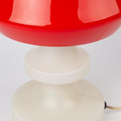 White and Red Table Glass Lamp from OPP Jihlava-ENV-1261054