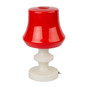 White and Red Table Glass Lamp from OPP Jihlava-ENV-1261054