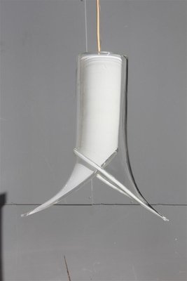 White and Transparent Murano Glass Ceiling Lamps from Mazzega, 1970s, Set of 2-EH-552355