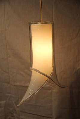 White and Transparent Murano Glass Ceiling Lamps from Mazzega, 1970s, Set of 2-EH-552355