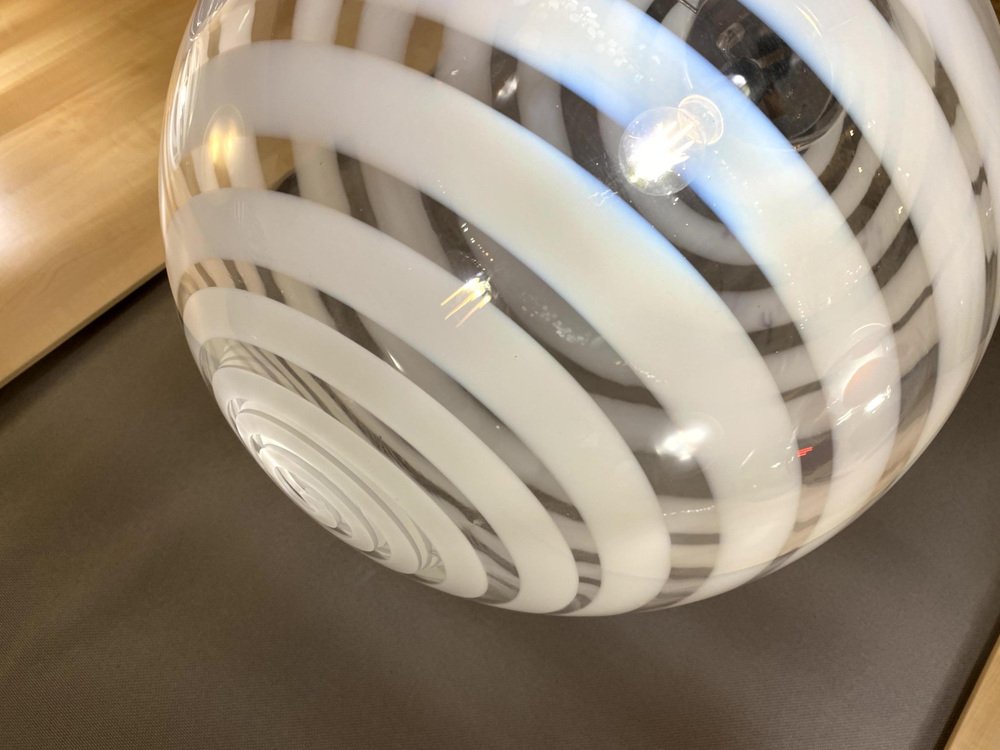 White and Transparent Sphere Lamp in Murano Glass from Simoeng