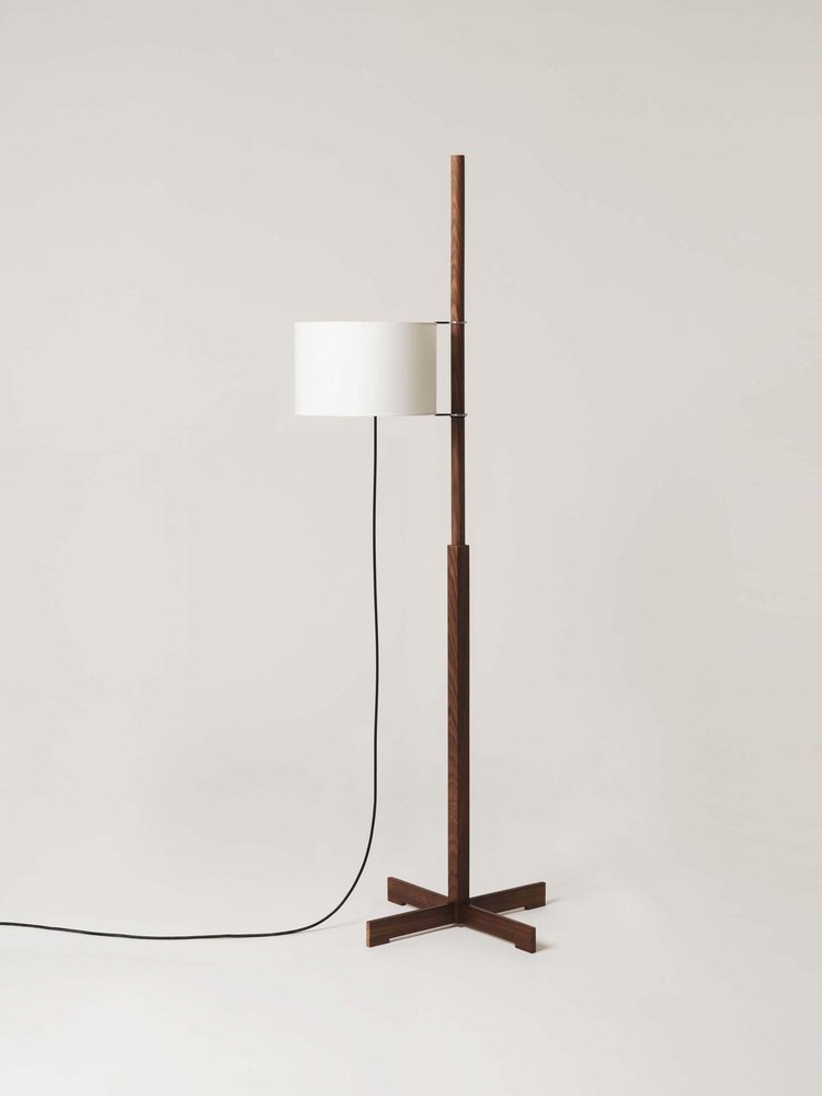 White and Walnut Wood TMM Floor Lamp by Miguel Milá