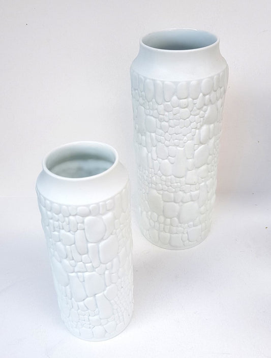 White Biscuit Vases with Reptile Decor from Kaiser, 1970s, Set of 4