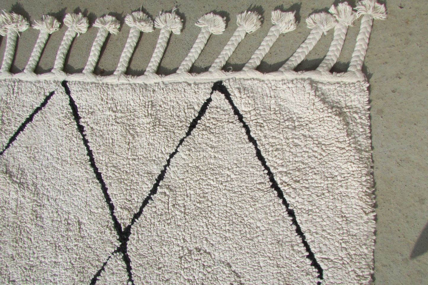 White & Black Cotton Rug from Lorena Canals, 1980s