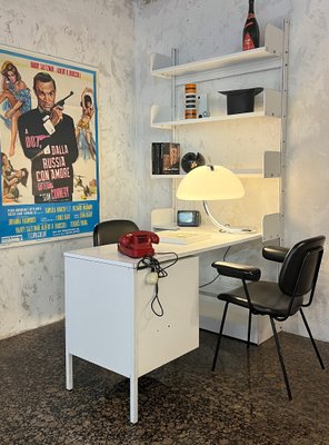 White Bookcase with Integrated Desk from Lips Vago, Italy, 1970s-BVG-1225570