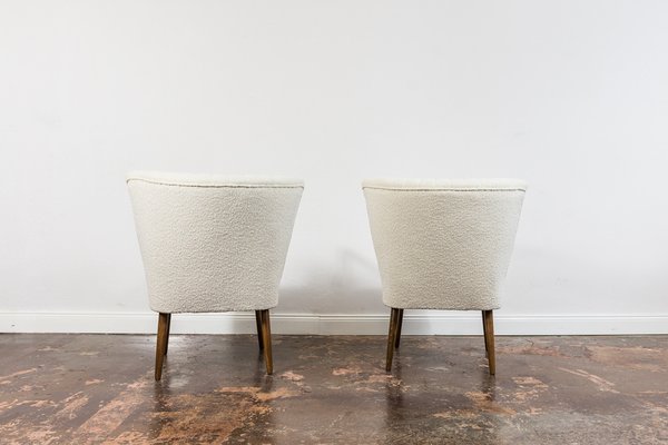 White Boucle Cocktail Chairs, 1950s, Set of 2-IXL-1745389