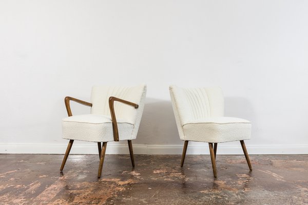 White Boucle Cocktail Chairs, 1950s, Set of 2-IXL-1745389